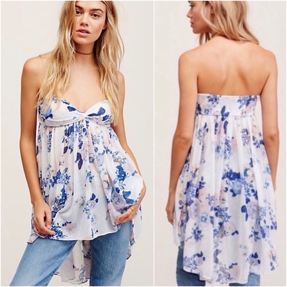 Free People Tops - Free People Mirage Floral Babydoll Tunic Top Sz M